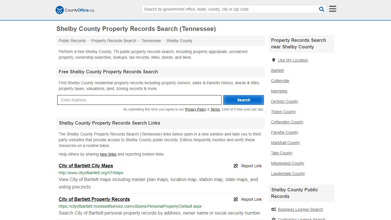 Property Records Search - Shelby County, TN (Assessments ...